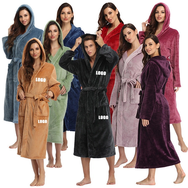 Women&prime;s Winter Lounge Wear Robe Velvet Flannel Night Gown