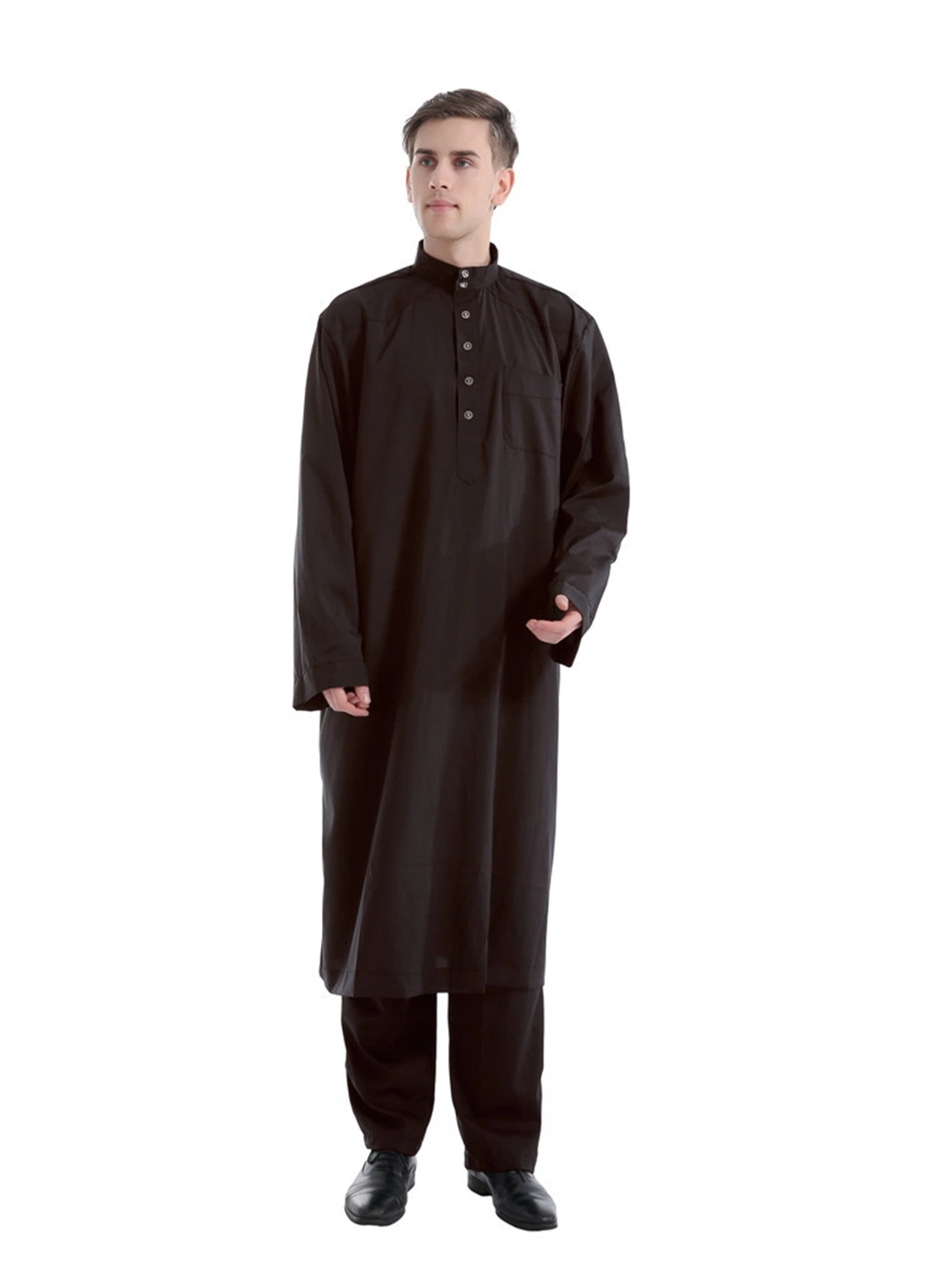 Long Sleeve Men&prime; S Thobe Saudi Style Arabic Men&rsquor; S Arab Robe Men&rsquor; S Muslim Clothes Ramadan Middle East Ethnic Clothes