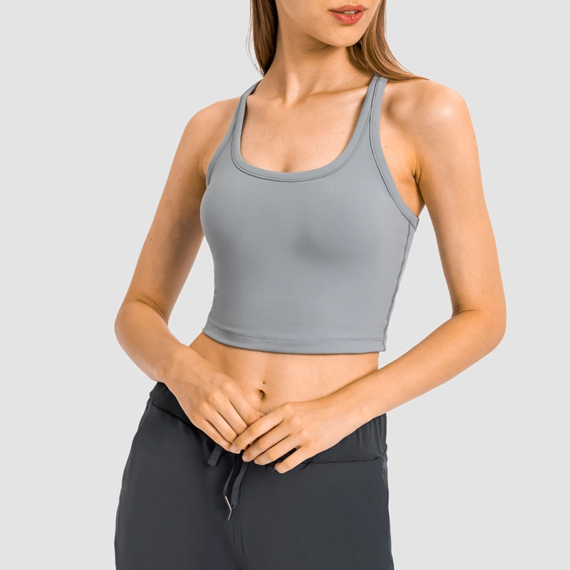 Yoga Vest with Chest Pad Women&prime;s Skin-Friendly Nude Training Fitness Shockproof Sports Bra Jkt-320