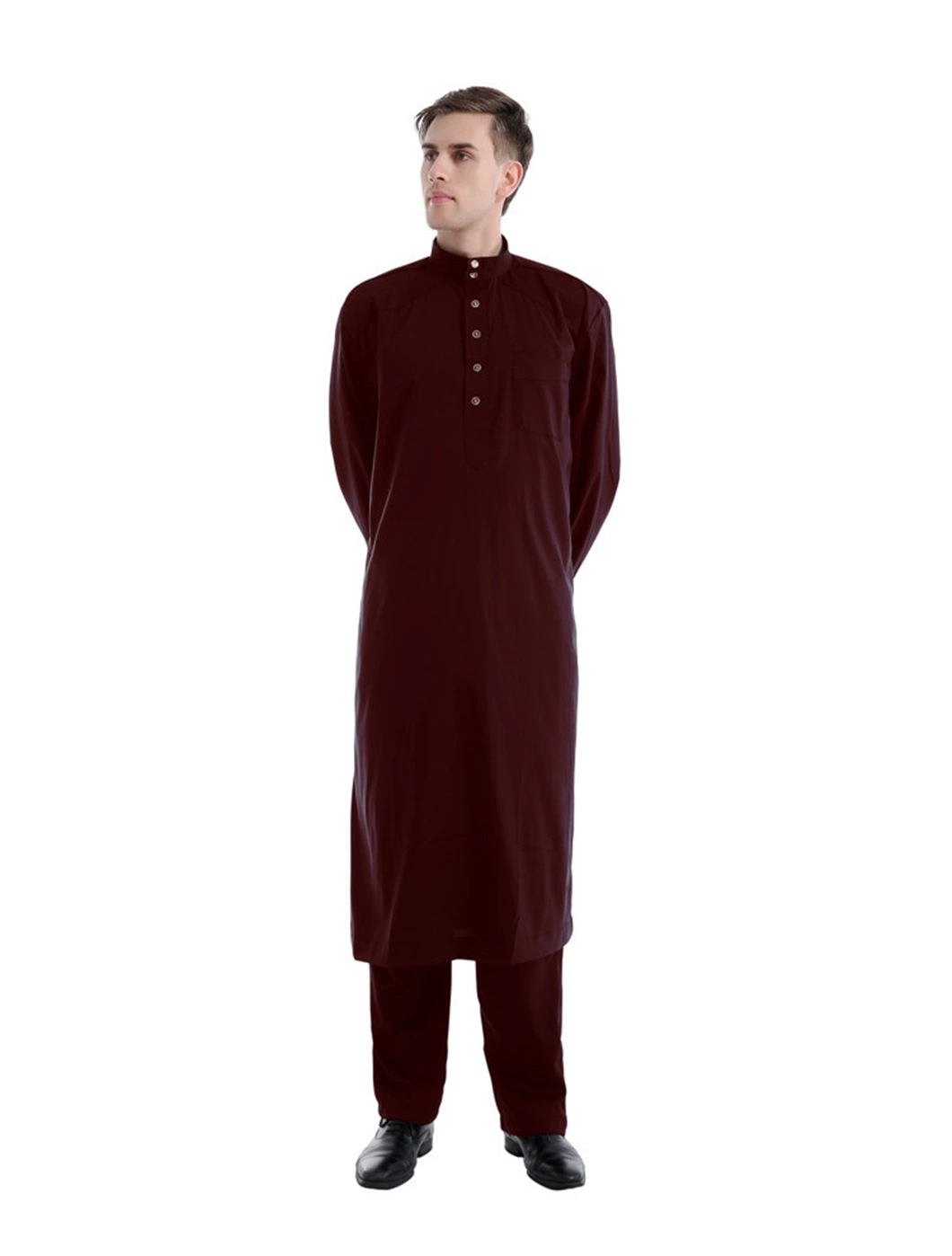 Long Sleeve Men&prime; S Thobe Saudi Style Arabic Men&rsquor; S Arab Robe Men&rsquor; S Muslim Clothes Ramadan Middle East Ethnic Clothes