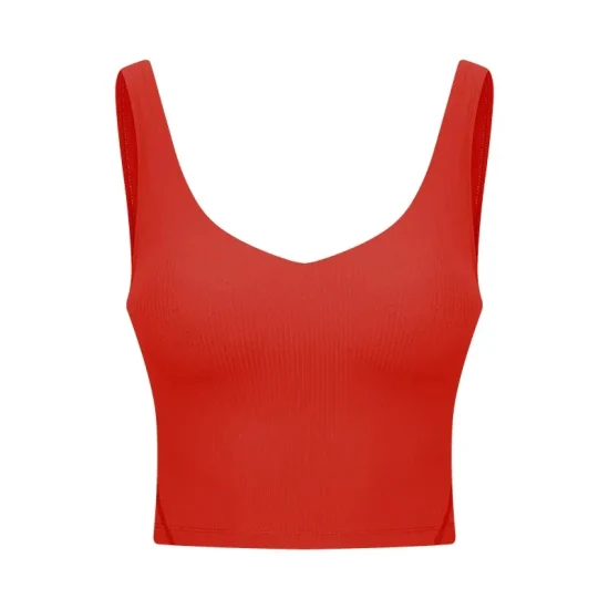 Wholesale Clothing Ribbed Crop Vest for Women Removable Padded Yoga Tank Tops Sleeveless Fitness Workout Sports Running Sports Bras