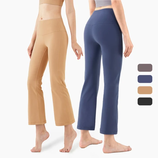 Autumn Women High Waist Slim Workout Wide Leg Long Pants Yoga Leggings Flares Pants