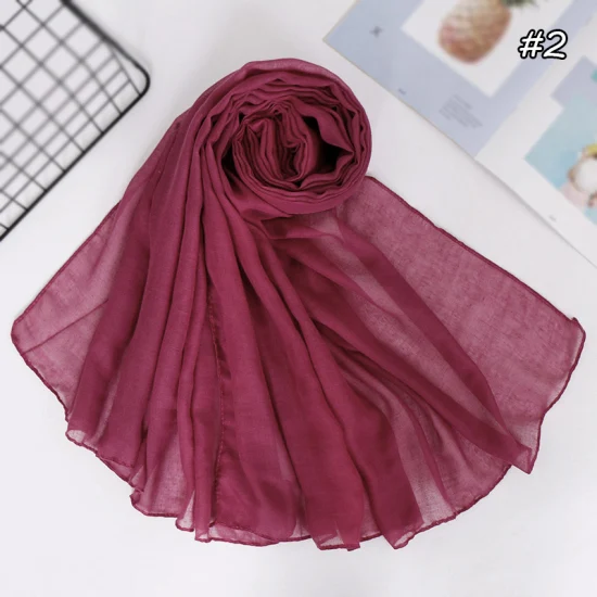 Hot Selling Gradient Color Linen Fashion Women Scarf Shawl Bali Yarn Custom Solid Color Tr Cotton Polyester Long Lady Scarf