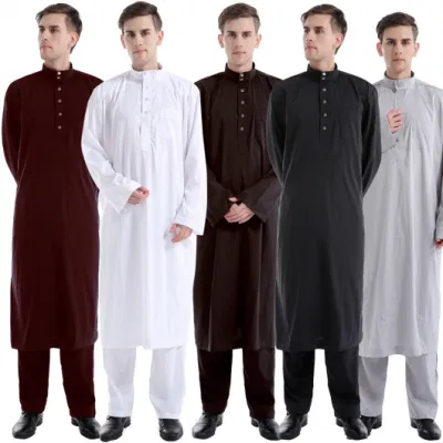 Long Sleeve Men′ S Thobe Saudi Style Arabic Men’ S Arab Robe Men’ S Muslim Clothes Ramadan Middle East Ethnic Clothes