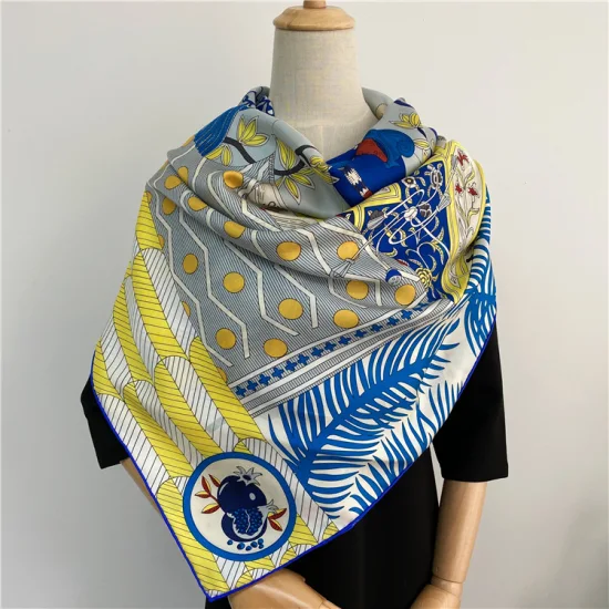 Custom Digital Printed 100% Natural Silk Square Scarf for Ladies Scarfs